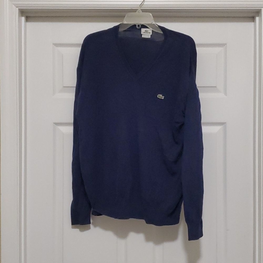 Lacoste men blue long sleeve v neck shirt
